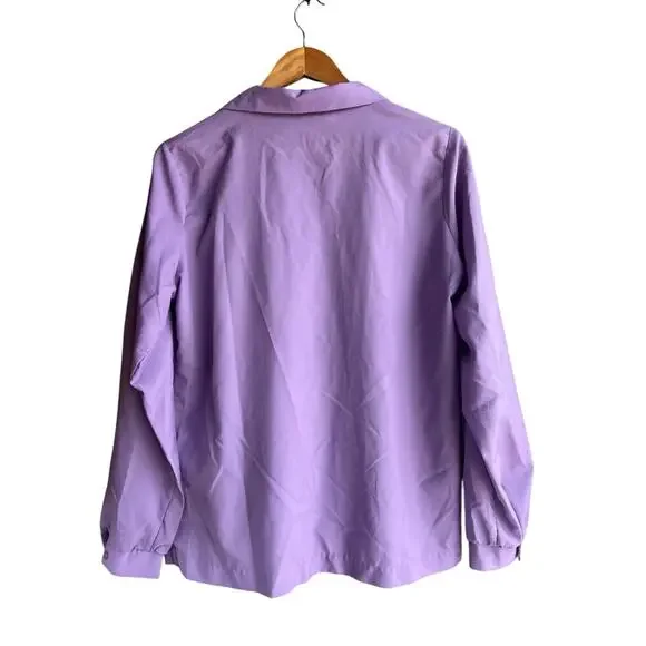 Vintage Career 80s Society Hill Size 18 Casual Blouse Long Sleeve Satin Purple - Picture 4 of 5